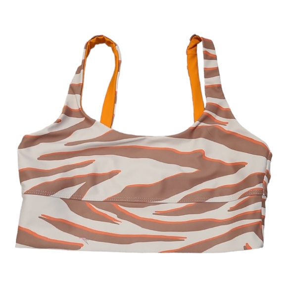 BEACH RIOT Leah bra top cloud cream zebra print orange cream brown sports bra M - Picture 2 of 15
